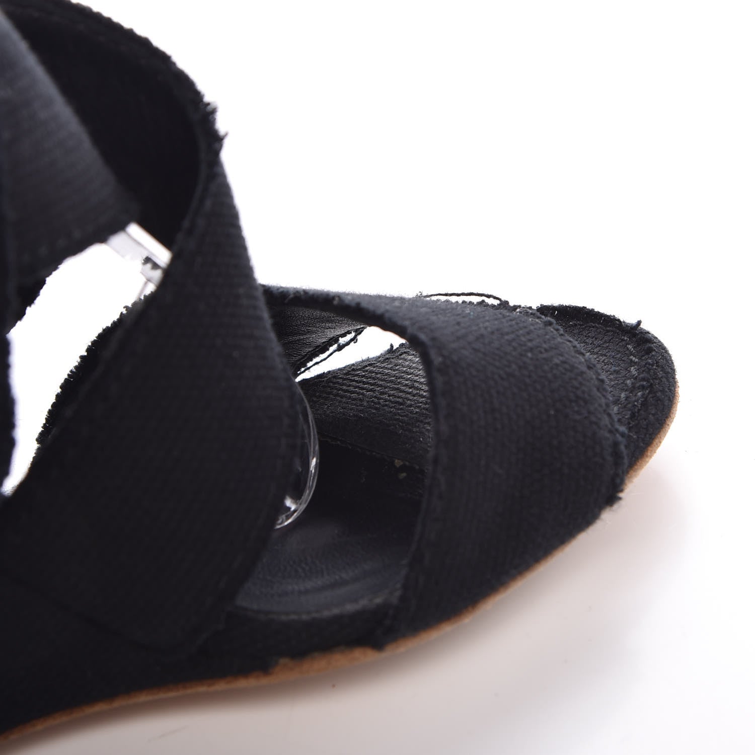 Chanel Canvas Heart CC Wedge Sandals 36.5 Black 15 of 18