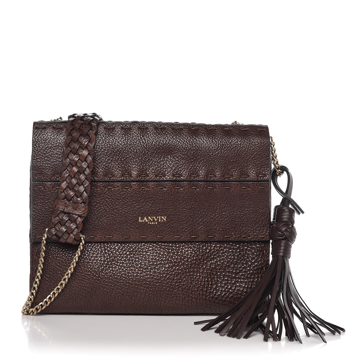 Lanvin Calfskin Small Nomad Crossbody Tassel Bag Brown 1 of 8