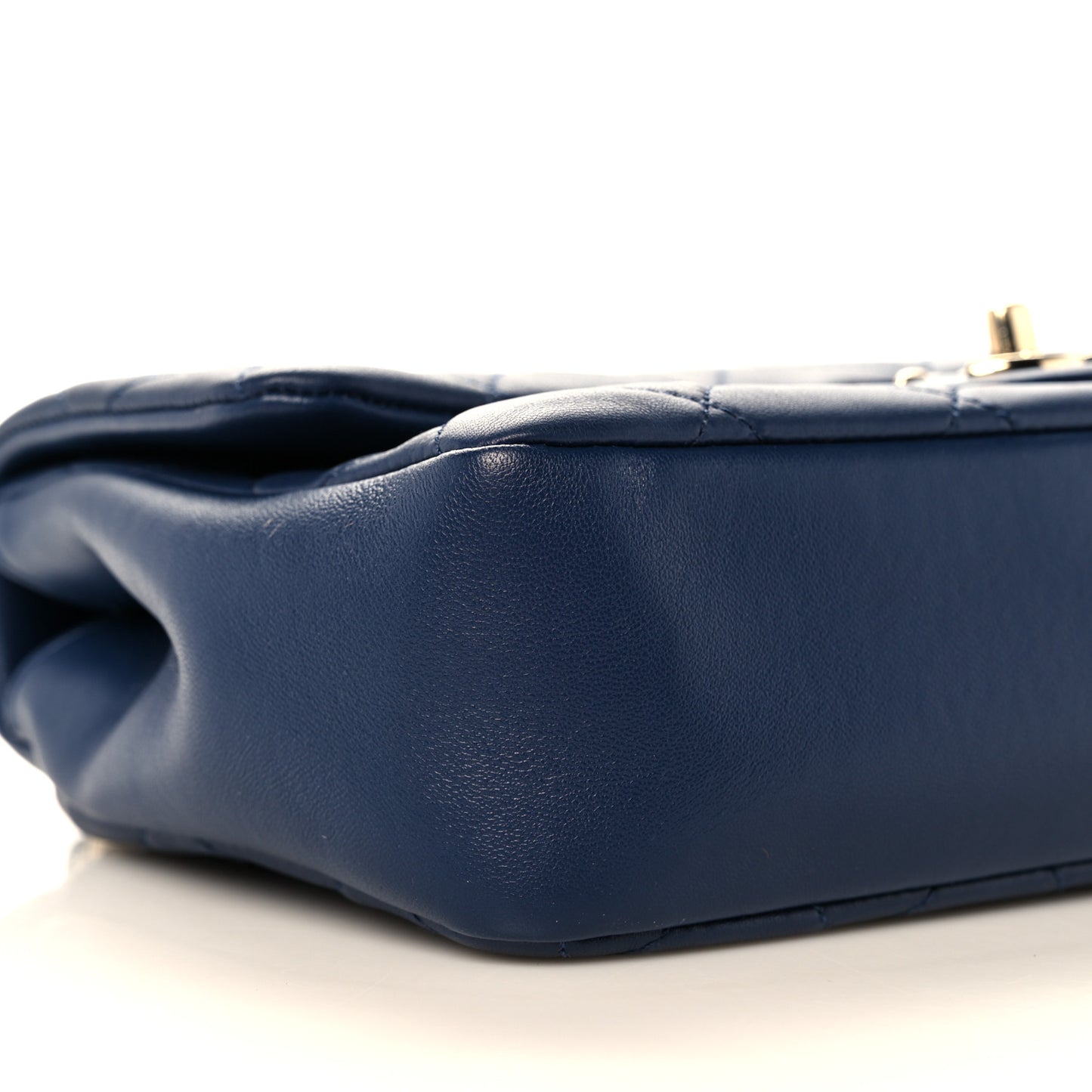 Lambskin Quilted Resin Bi-Color Chain Flap Bag Navy