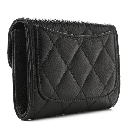 Chanel Caviar Quilted Flap Card Holder Wallet Black 3 of 9