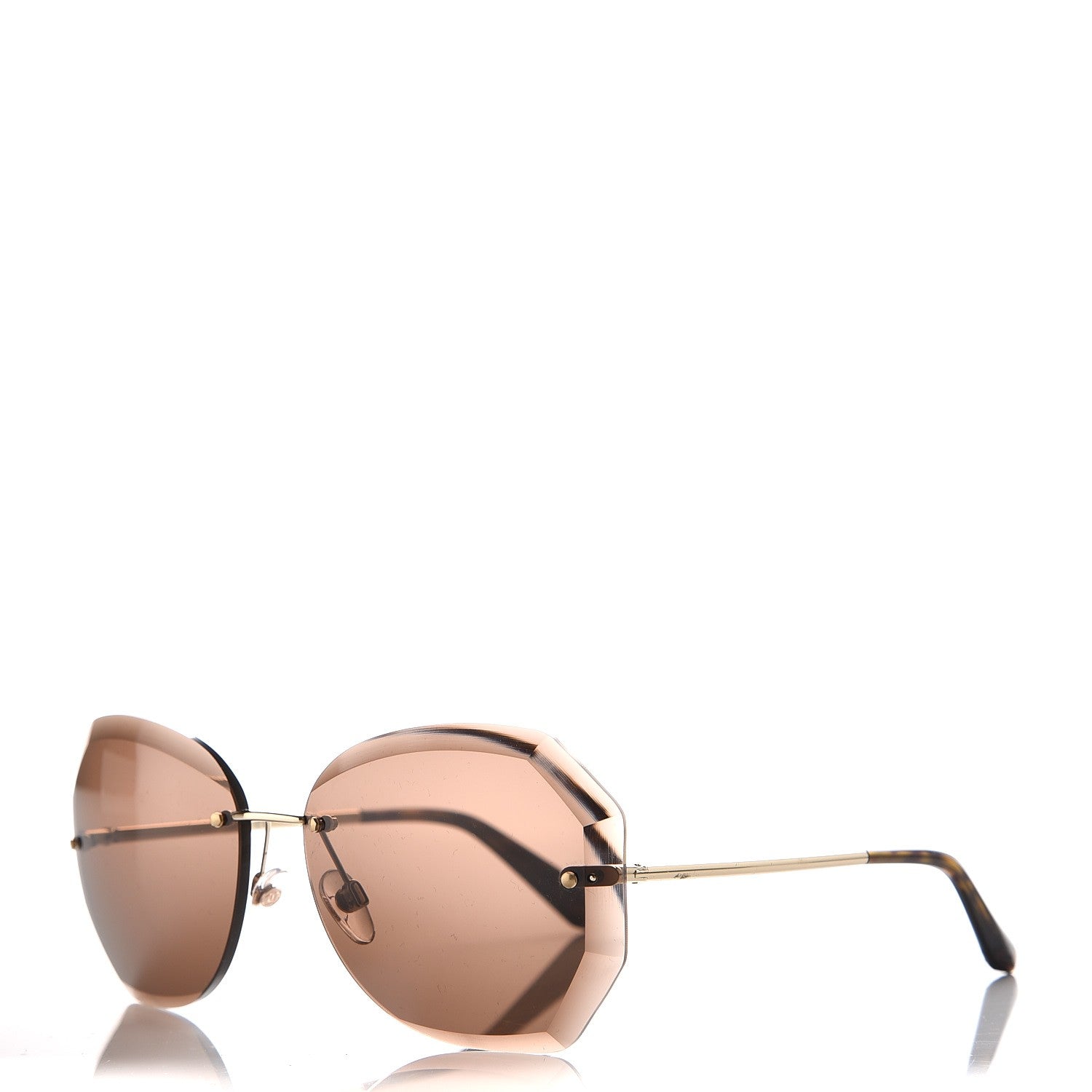 Chanel Metal Spring Round Sunglasses 4220 Gold Brown 1 of 7