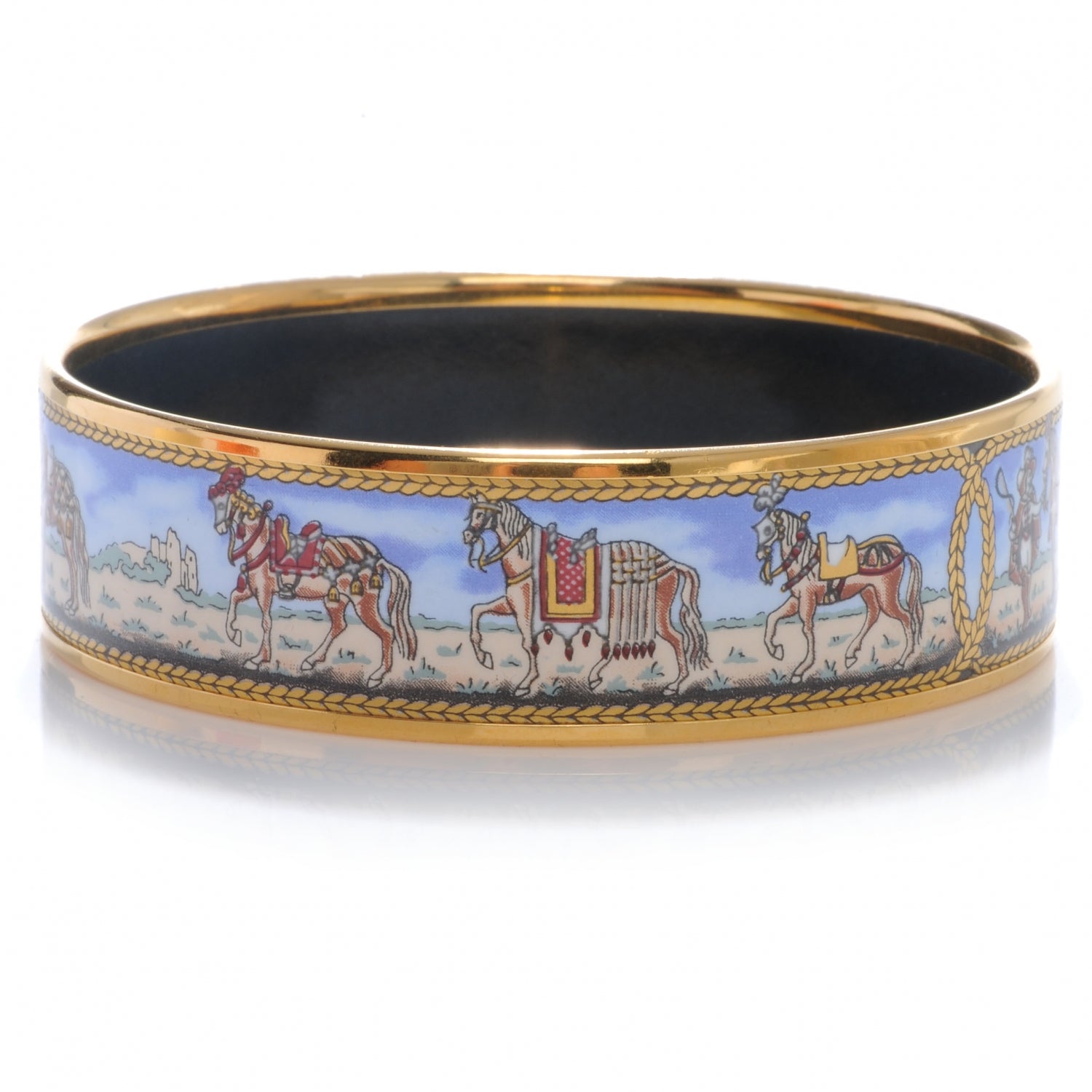 Hermes Enamel Printed Horse Wide Bracelet 65 5 of 6