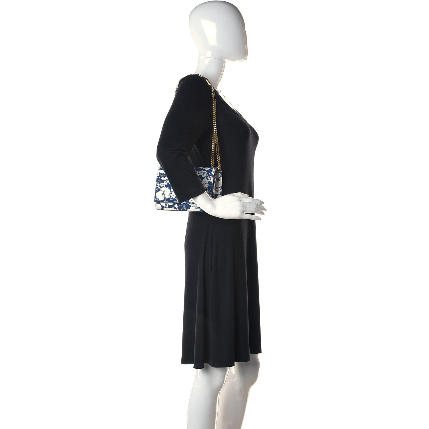 Saint Laurent Canvas Small Monogram Hibiscus Print Kate Satchel Blue 3 of 19