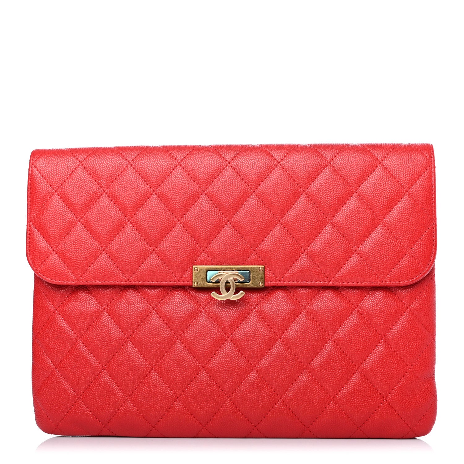 Chanel Caviar Quilted Medium Golden Class Pouch Red 1 of 6
