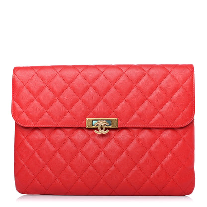 Chanel Caviar Quilted Medium Golden Class Pouch Red 1 of 6