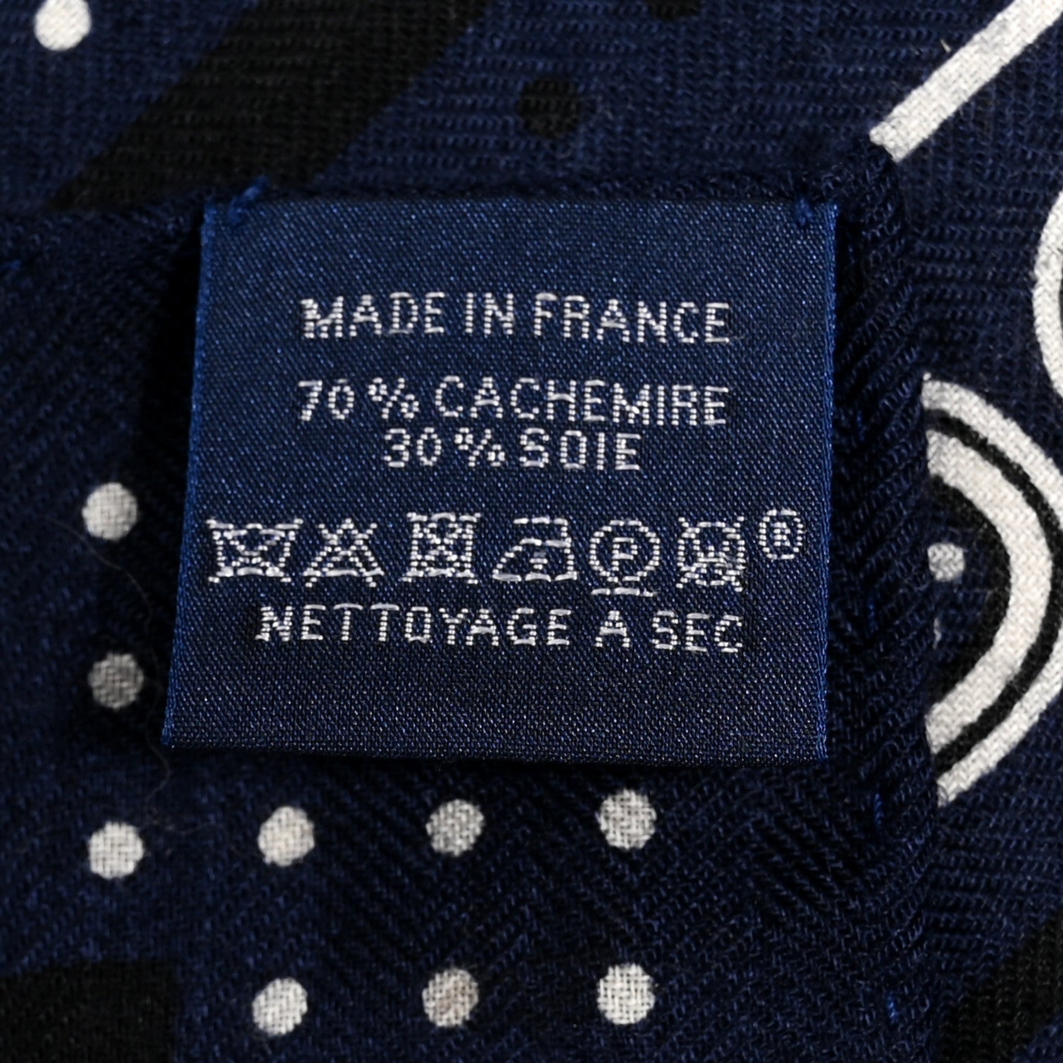 Hermes Cashmere Silk Les Cles Bandana Shawl 140 Marine Black White 4 of 6