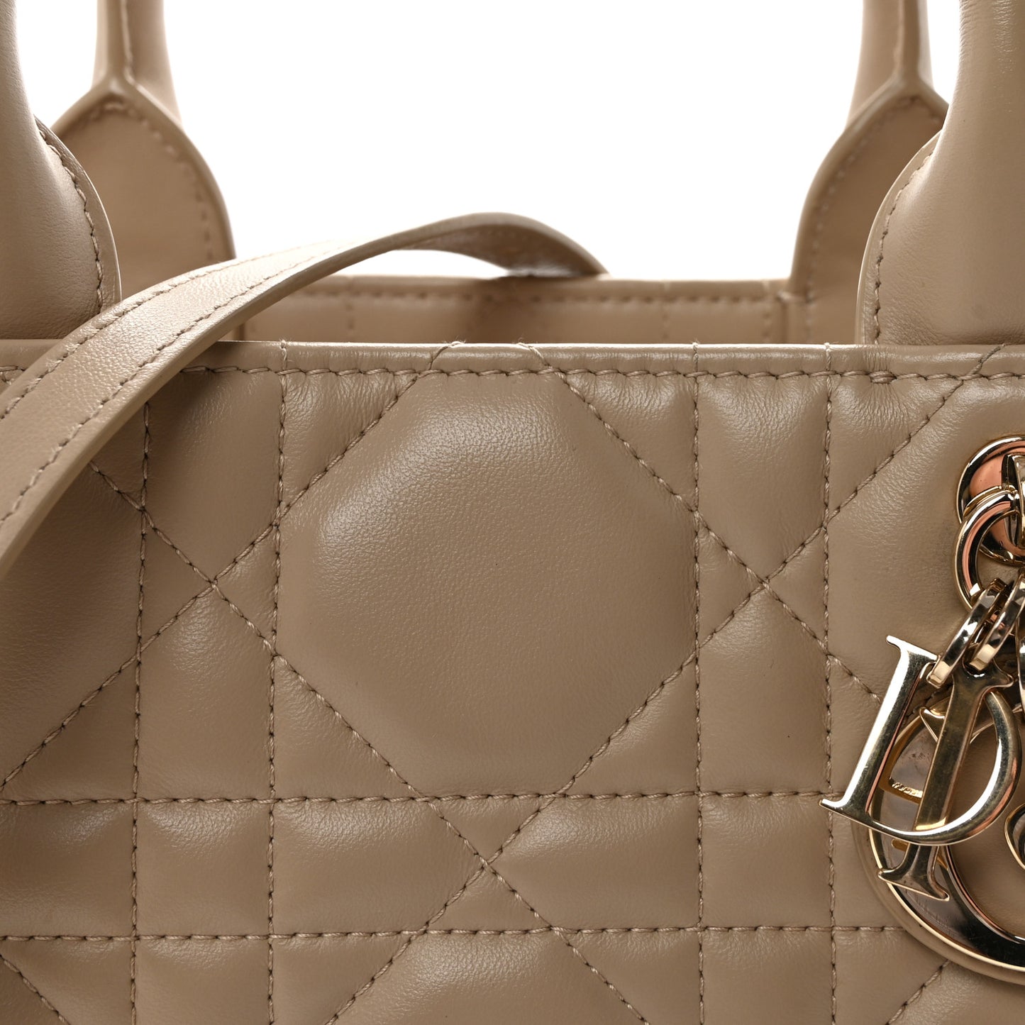Calfskin Macro Cannage Small Book Tote Taupe