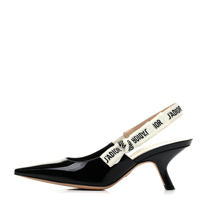 Christian Dior Patent Ribbon J'Adior Slingback 65mm Pumps 35.5 Black 1 of 8