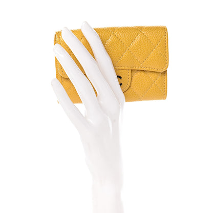 Chanel Caviar Quilted Flap Card Holder Yellow 2 of 9