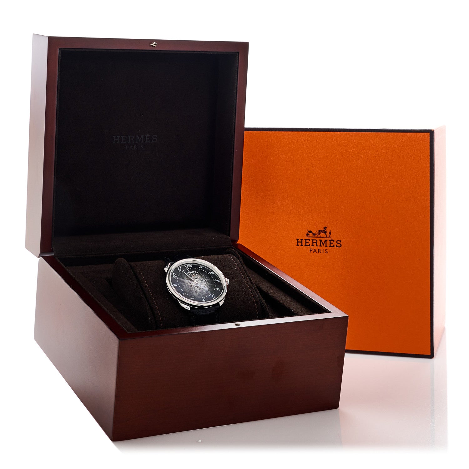 Hermes Stainless Steel Alligator 40mm Arceau Squelette Automatic Watch Noir 5 of 5