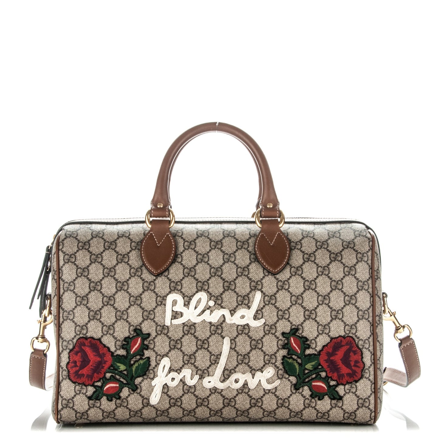 GG Supreme Monogram Blind for Love Embroidered Medium Boston Beige Tuscany
