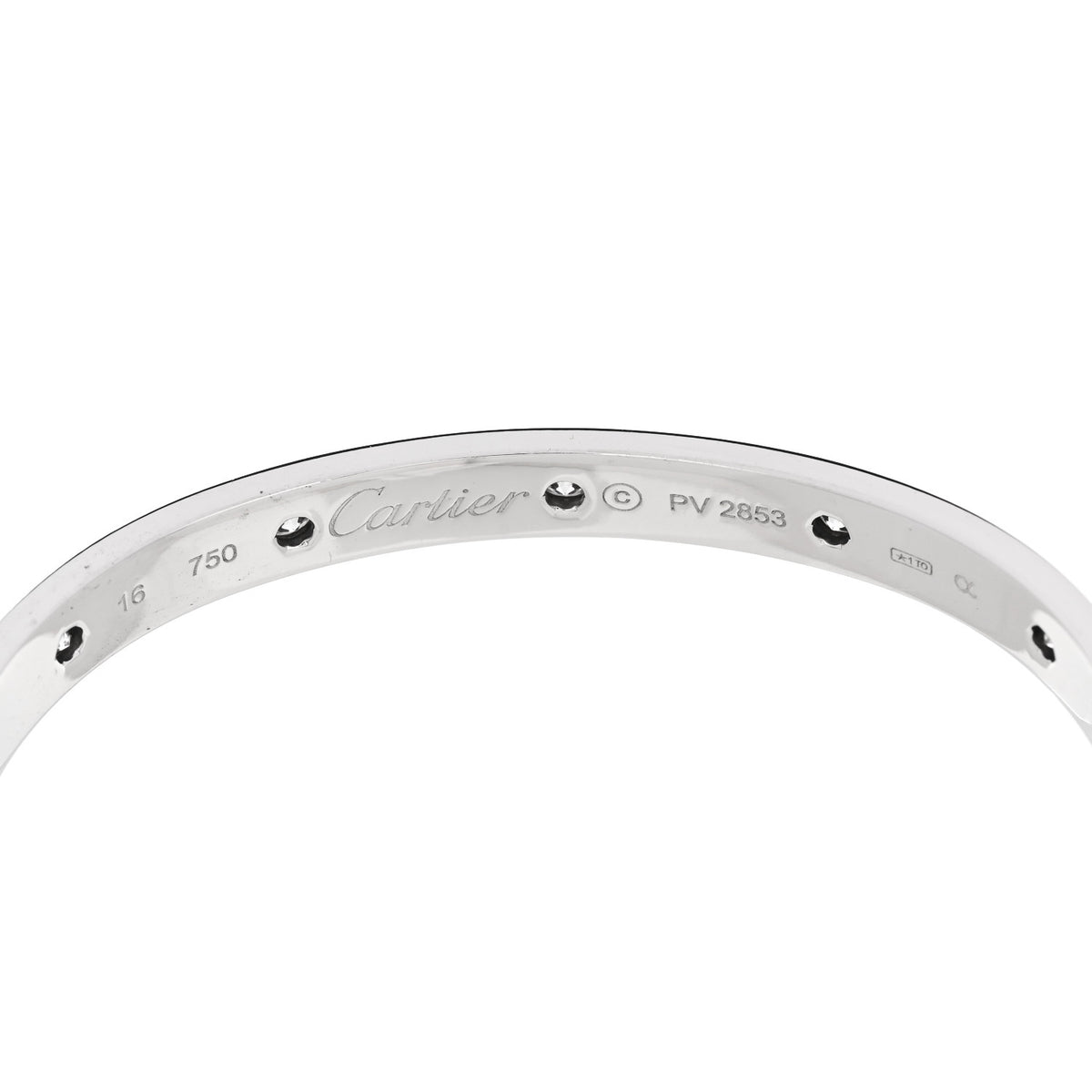 18K White Gold 10 Diamond LOVE Bracelet 16