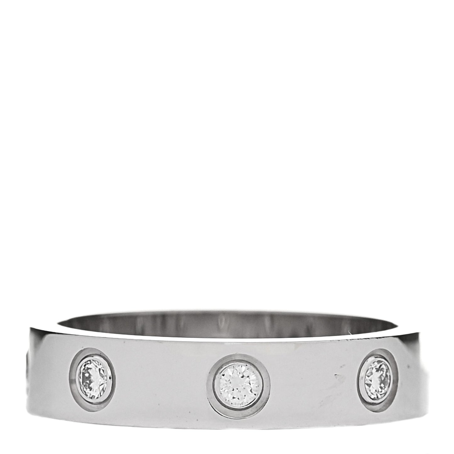 18K White Gold 8 Diamond 4mm Wedding Band LOVE Ring 49 5