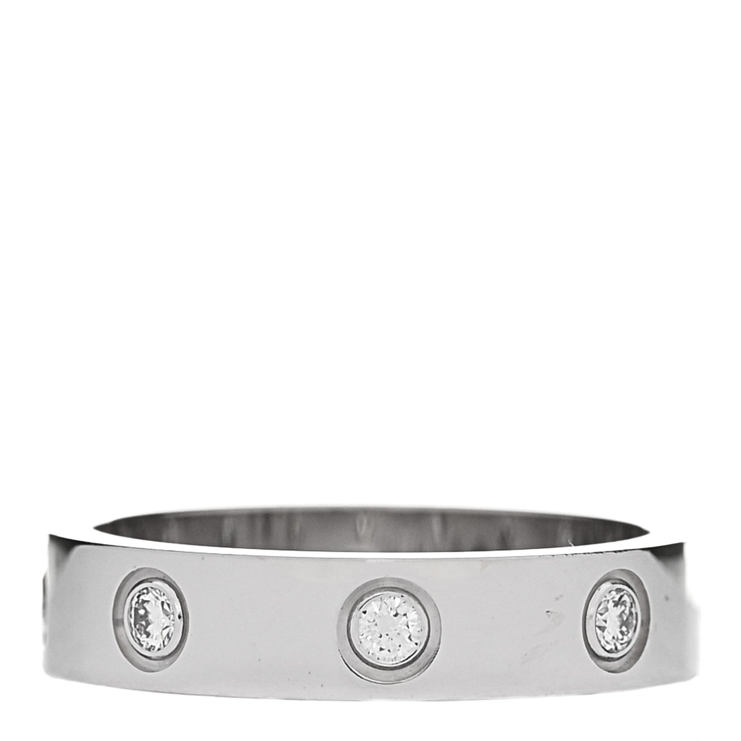Cartier 18K White Gold 8 Diamond 4mm Wedding Band LOVE Ring 49 5 3 of 4