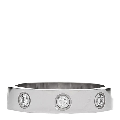 Cartier 18K White Gold 8 Diamond 4mm Wedding Band LOVE Ring 49 5 3 of 4