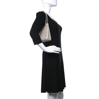 Chanel Metallic Linen Quilted Shoulder Bag Silver 2 of 14