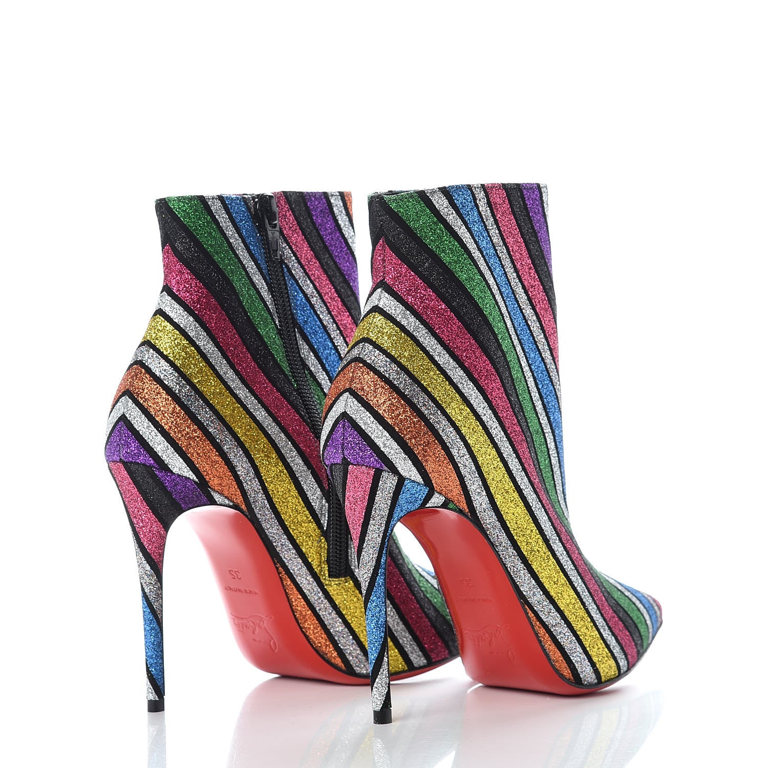 Christian Louboutin Suede Stripyglitter So Kate Booty 100 Ankle Boots 35 Multi 4 of 7