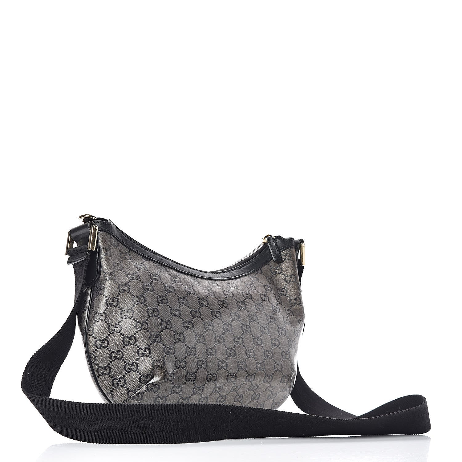 Gucci Crystal Monogram Medium Half Moon Hobo Black 3 of 12