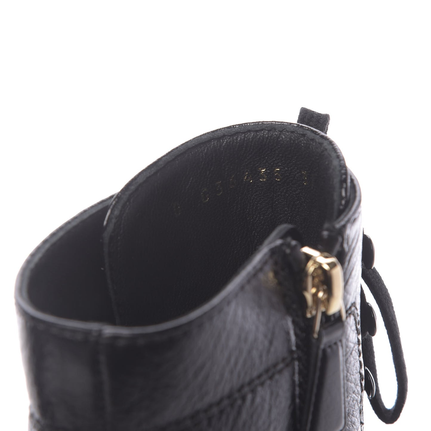 Shiny Crumpled Lambskin Cap Toe CC Lace Up Logo Boots 37 Black