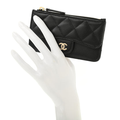 Chanel Caviar Quilted Flap Zip Card Holder Black 2 of 7