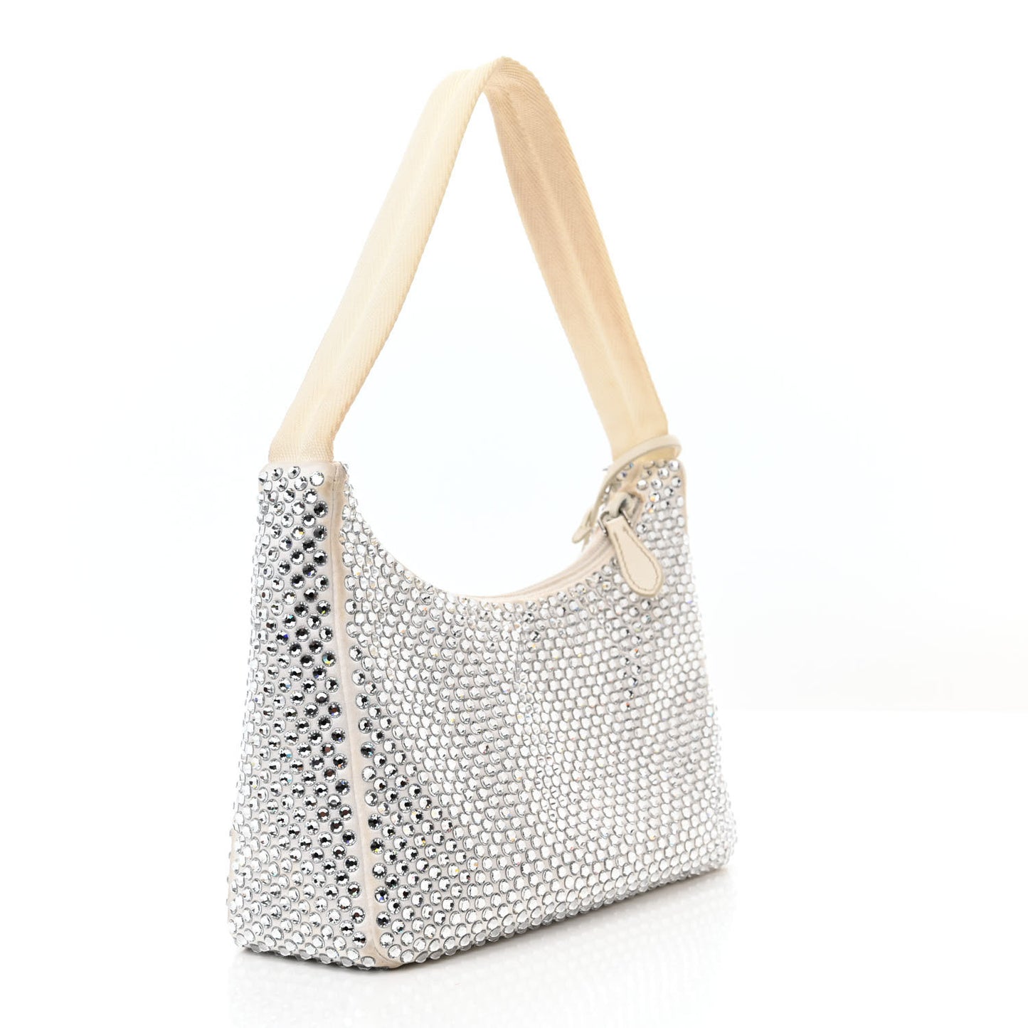 Satin Crystal Mini Re-Edition 2000 Bag White