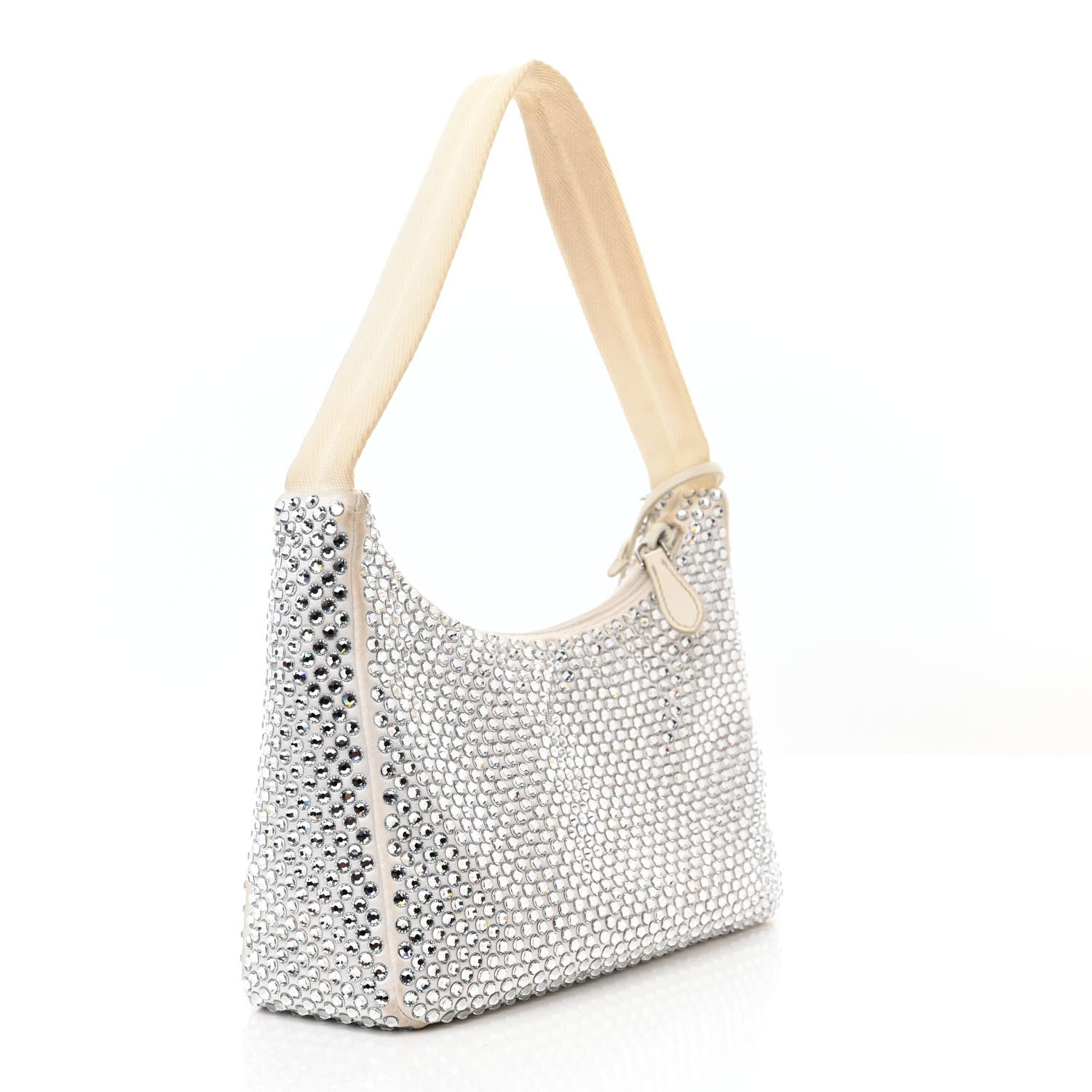 Prada Satin Crystal Mini Re-Edition 2000 Bag White 3 of 14