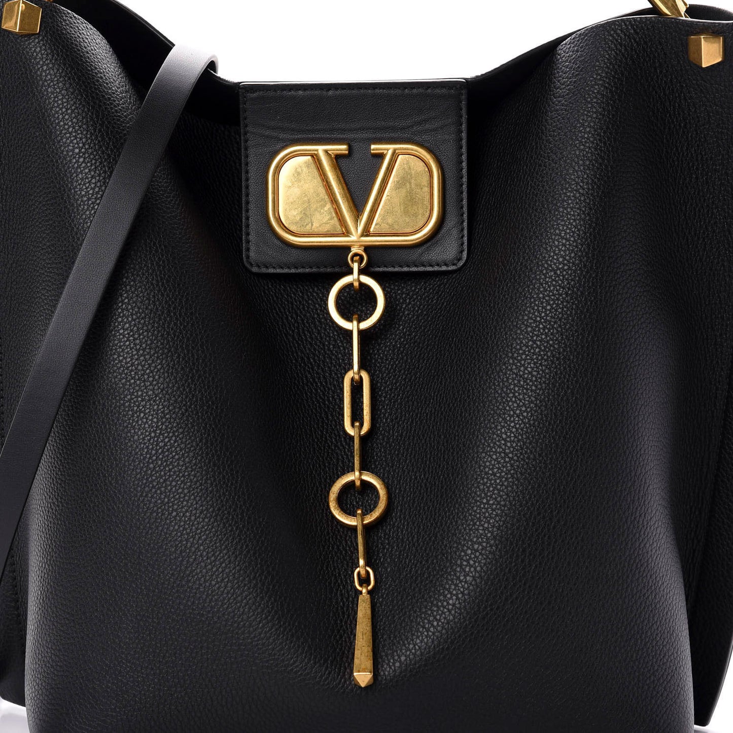 Grainy Calfskin Escape Hobo Bag Black