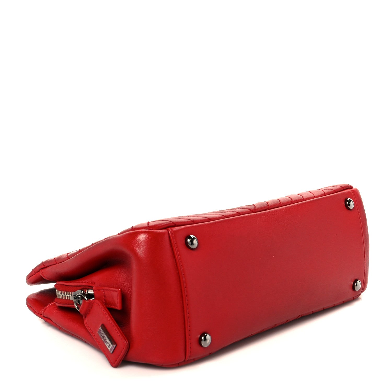 Chanel Lambskin Quilted CC Crossing Shopping Tote Red 4 of 11