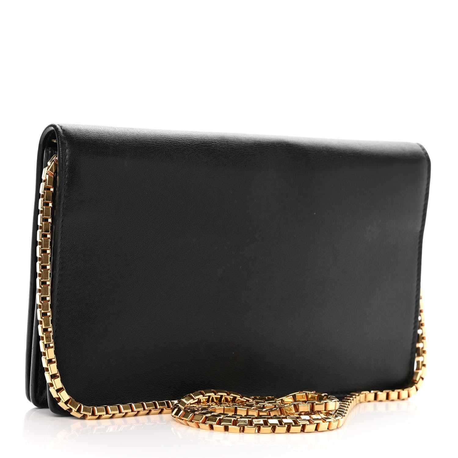 Balenciaga Veau Amp Plate Gold Chain Wallet Black 3 of 14