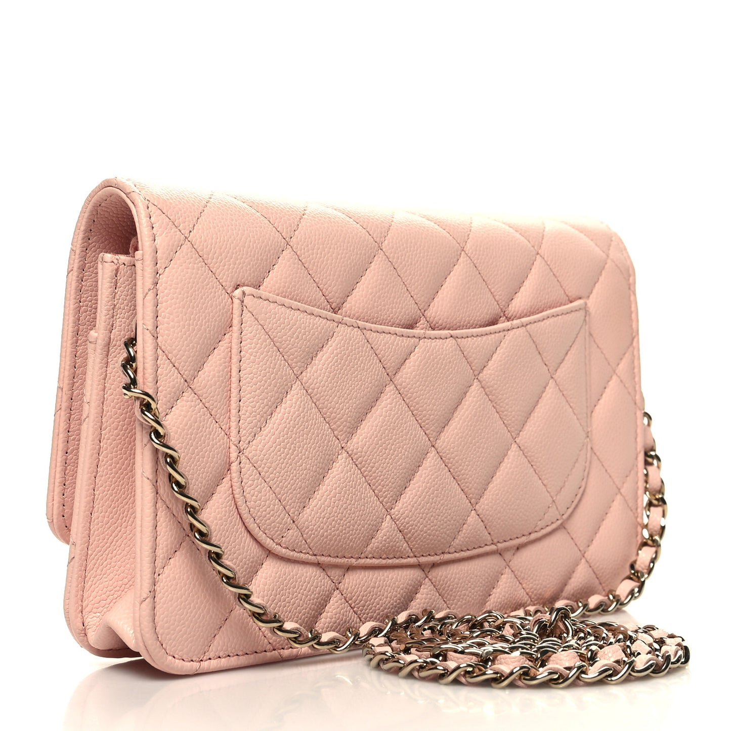 Caviar Quilted Wallet on Chain WOC Light Pink