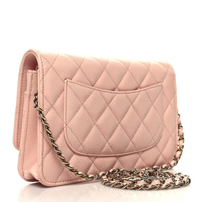 Chanel Caviar Quilted Wallet on Chain WOC Light Pink 3 of 12