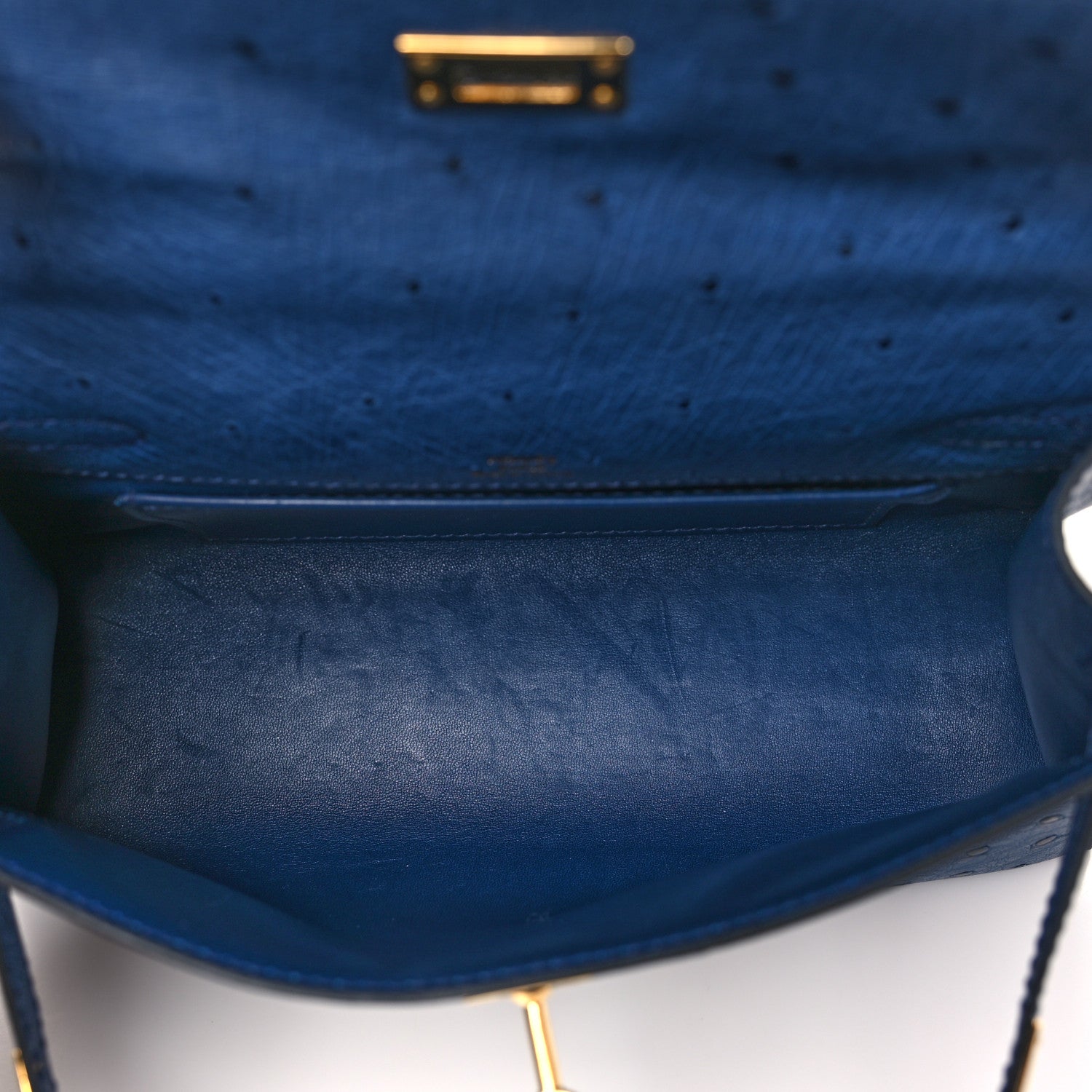 Hermes Ostrich Kelly Pochette Clutch Bleu Roi 5 of 10