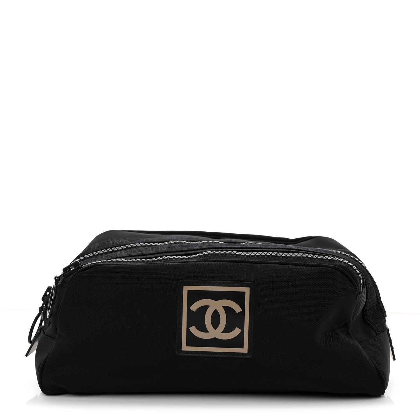 Canvas Nylon Sport Logo Cosmetic Bag Black