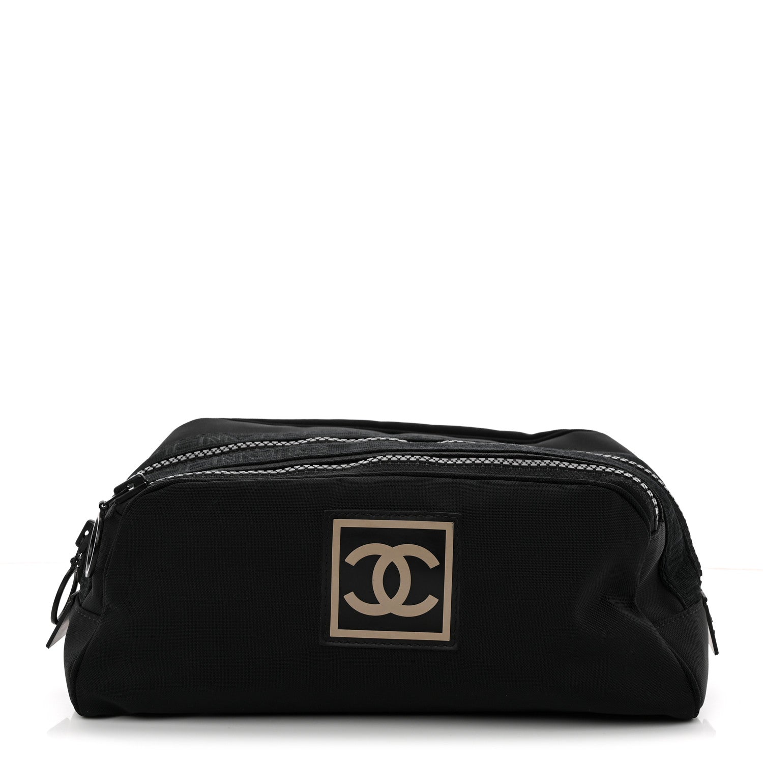 Chanel Canvas Nylon Sport Logo Cosmetic Bag Black 1 of 7