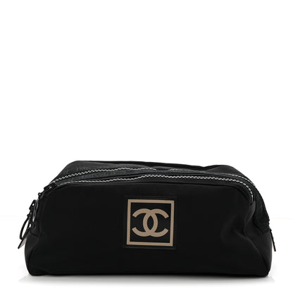 Chanel Canvas Nylon Sport Logo Cosmetic Bag Black 1 of 7