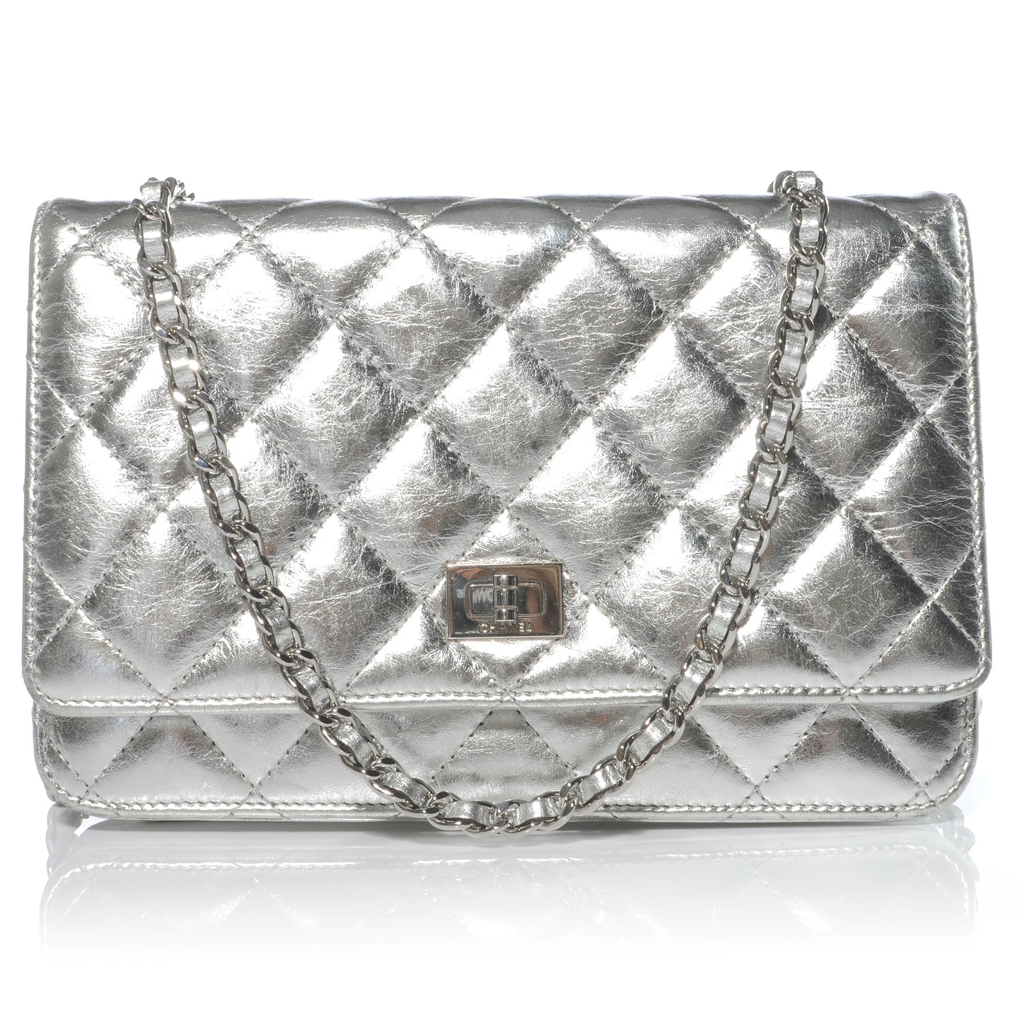 Calfskin Reissue Wallet On Chain WOC Silver