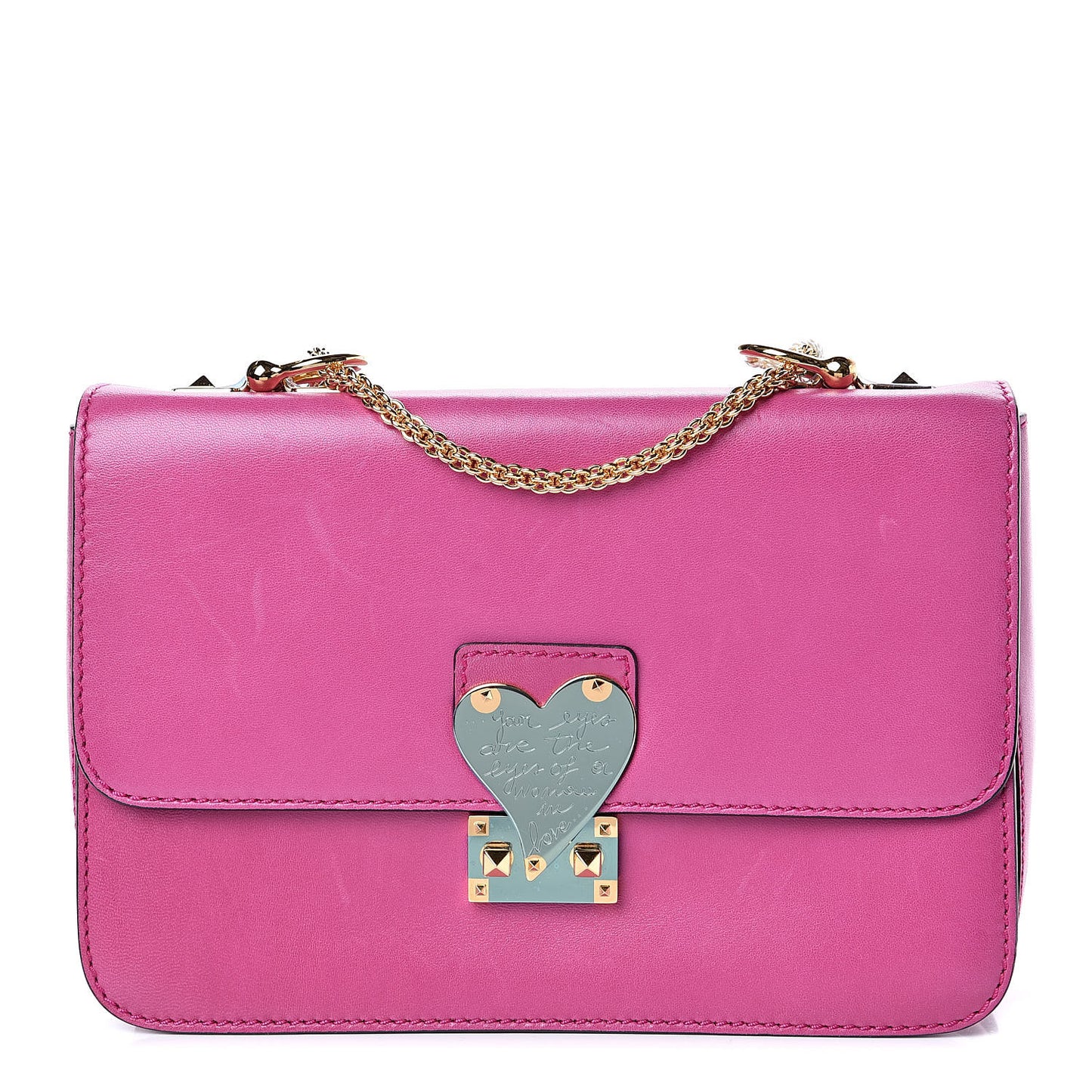 Shiny Nappa L'Amour Rockstud Shoulder Bag Fuxia
