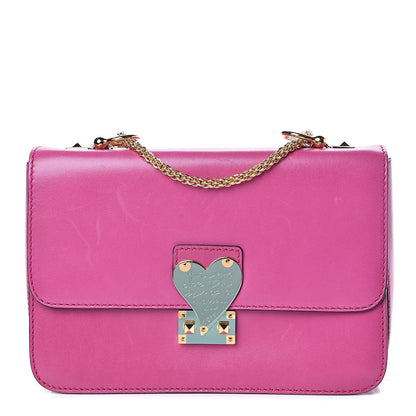 Valentino Garavani Shiny Nappa L'Amour Rockstud Shoulder Bag Fuxia 1 of 14