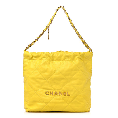 Chanel Shiny Calfskin Quilted Small Chanel 22 Yellow 1 of 14