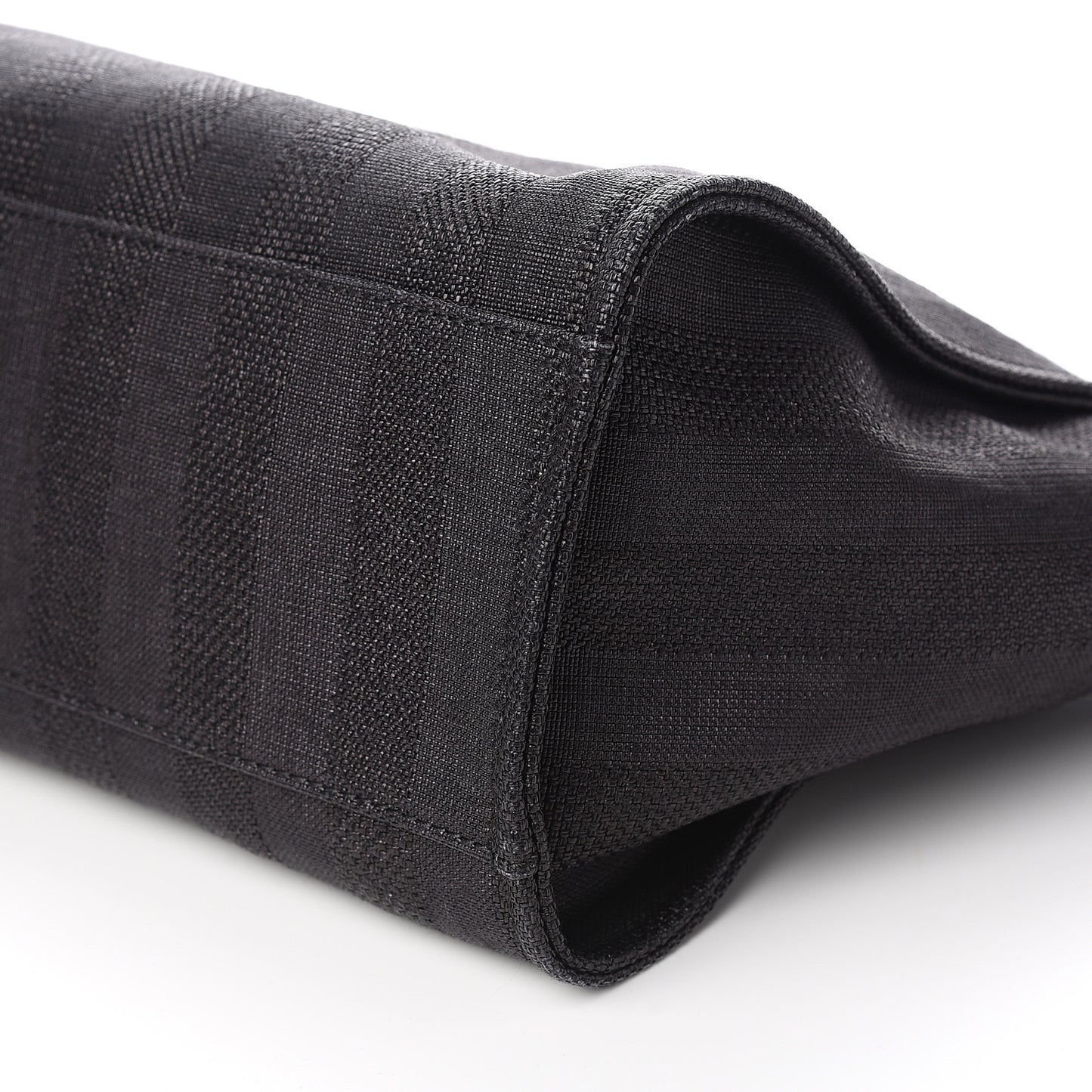 Mixed Fibers Calfskin Striped Medium Deauville Tote Black