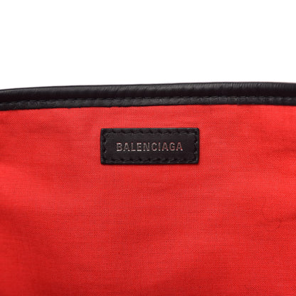 Balenciaga Wool Plaid S Navy Cabas Black Red 8 of 10