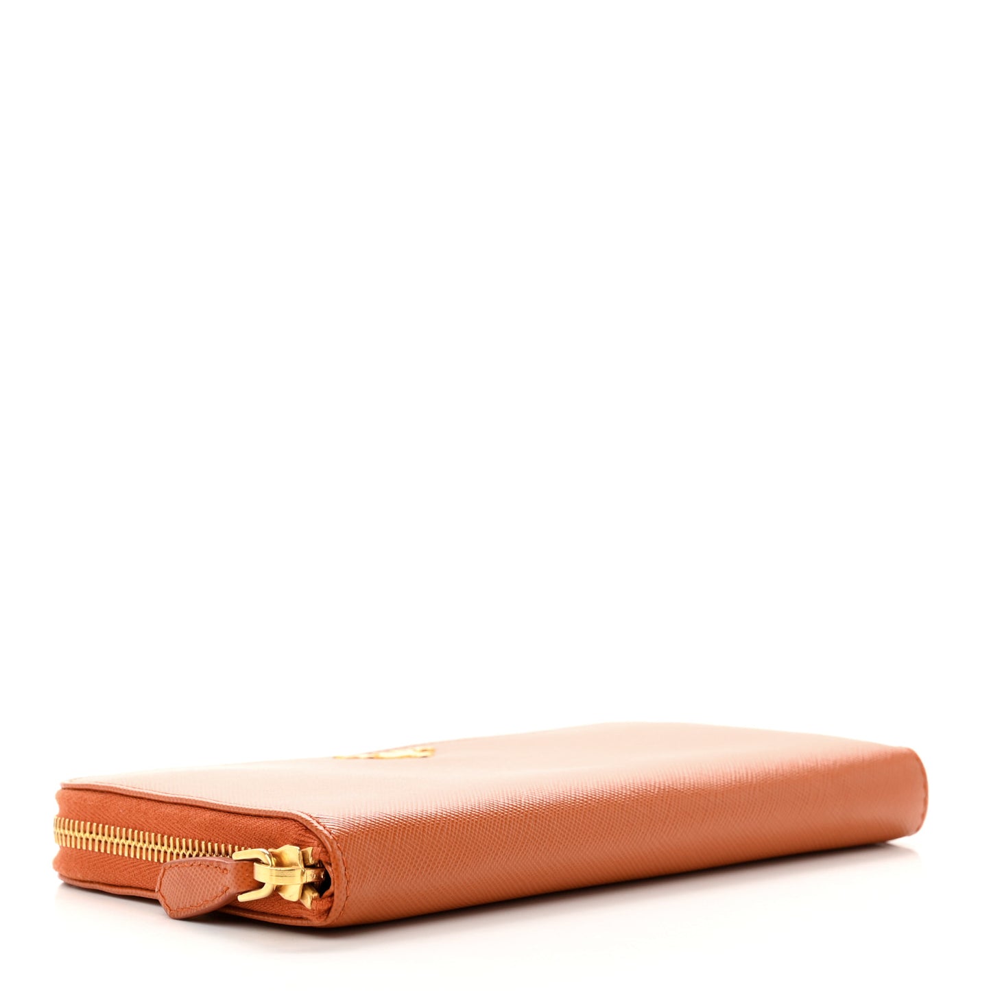Saffiano Metal Zip Around Wallet Papaya Fuoco