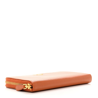 Prada Saffiano Metal Zip Around Wallet Papaya Fuoco 4 of 8