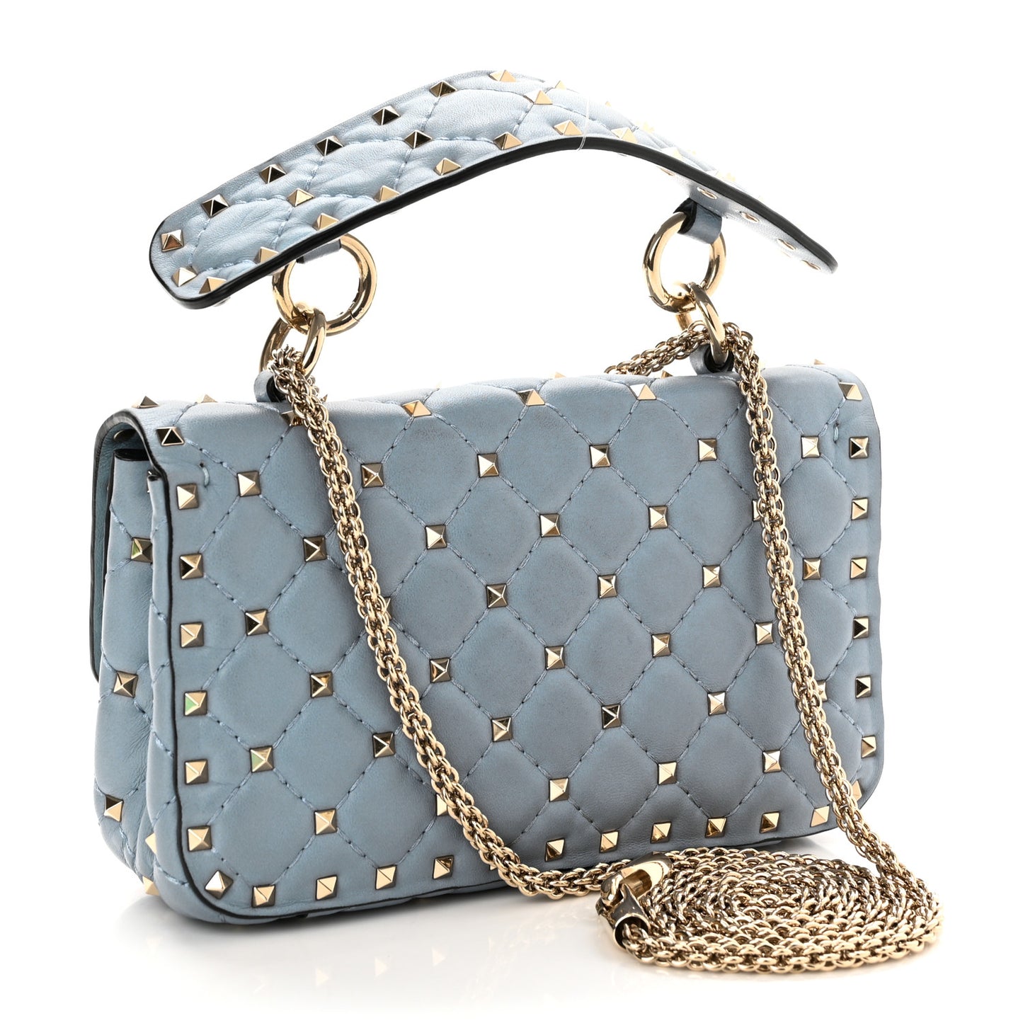 Nappa Small Rockstud Spike Shoulder Bag Aqua