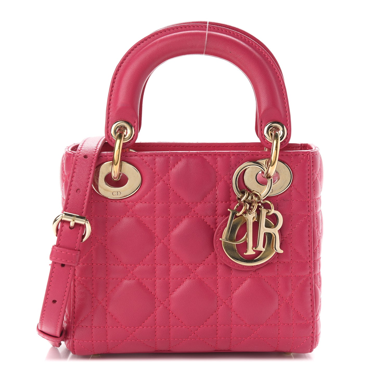 Lambskin Cannage Mini Lady Dior Fuchsia