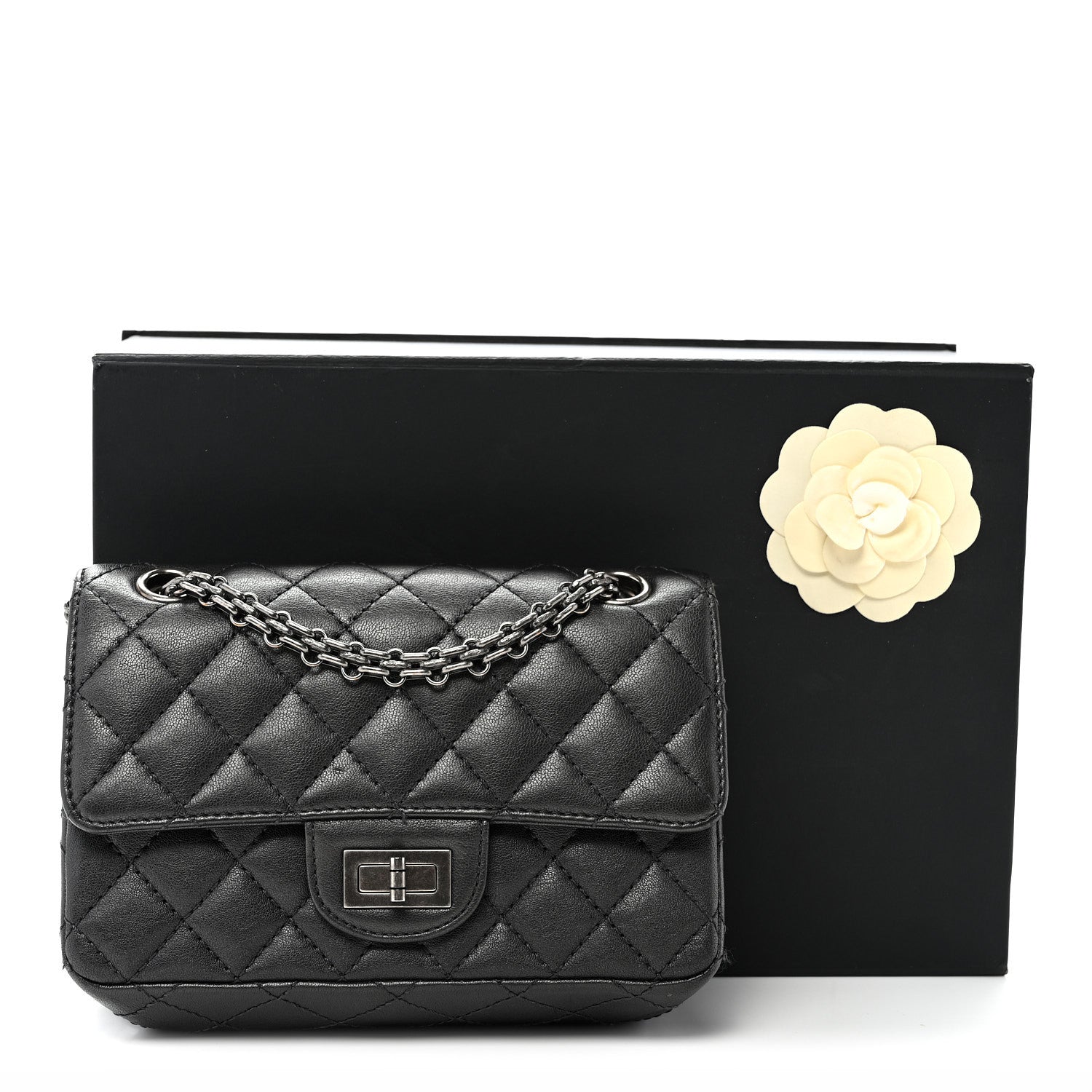 CHANEL No5 ２点 Chanel Metallic Sheepskin Quilted 2.55 Reissue Mini Flap Dark