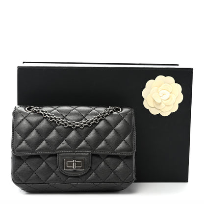 Chanel Metallic Sheepskin Quilted 2.55 Reissue Mini Flap Dark Silver 12 of 12
