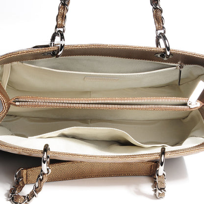 Chanel Metallic Caviar Quilted Grand Shopping Tote GST Khaki 6 of 8