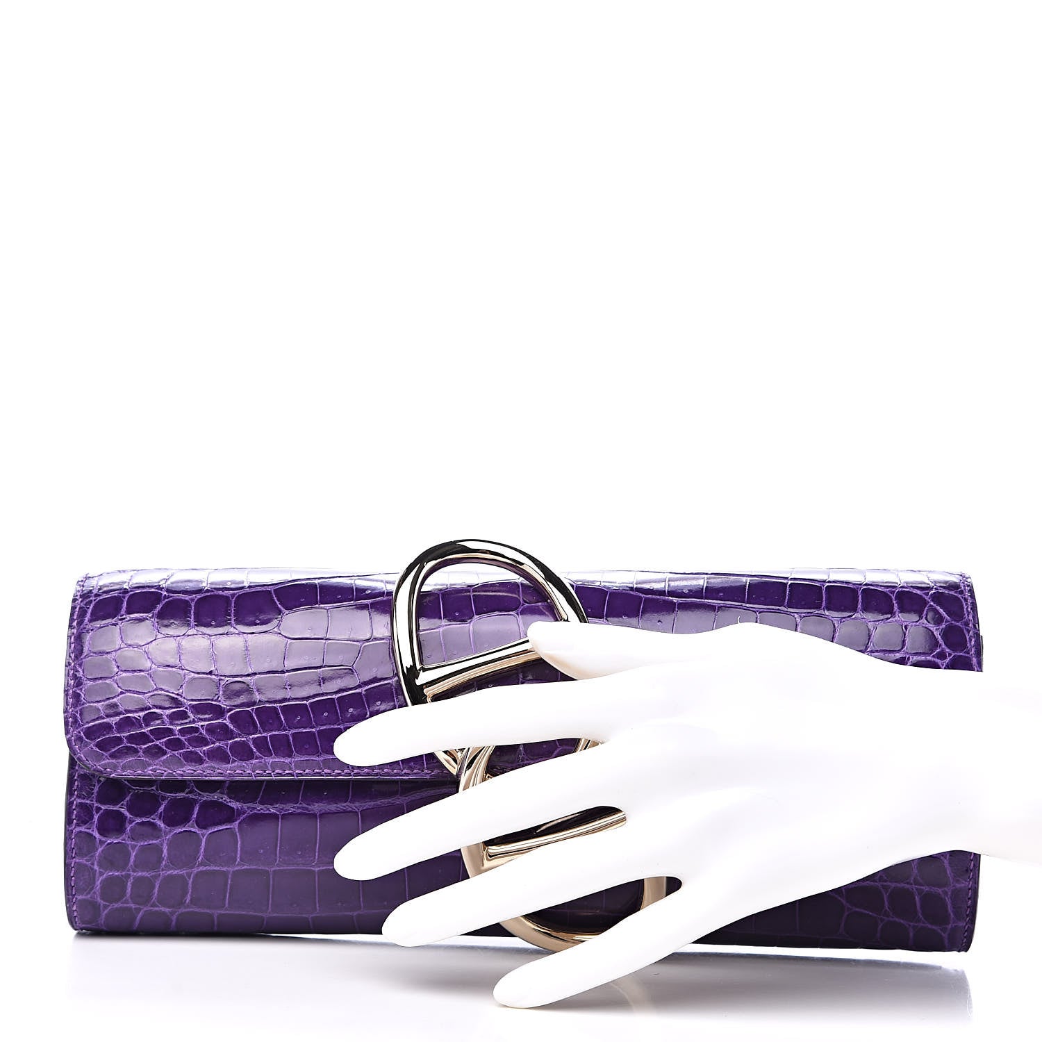 Hermes Shiny Niloticus Crocodile Egee Clutch Ultraviolet 2 of 11