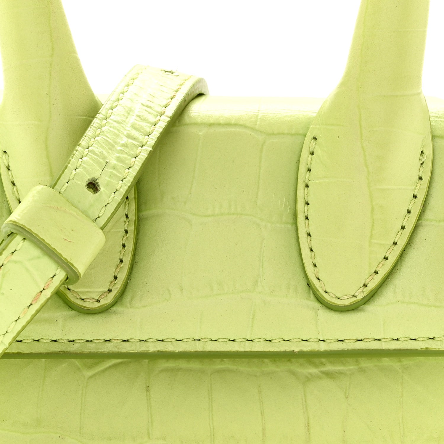 Jacquemus Calfskin Crocodile Embossed Le Chiquito Light Green 7 of 10